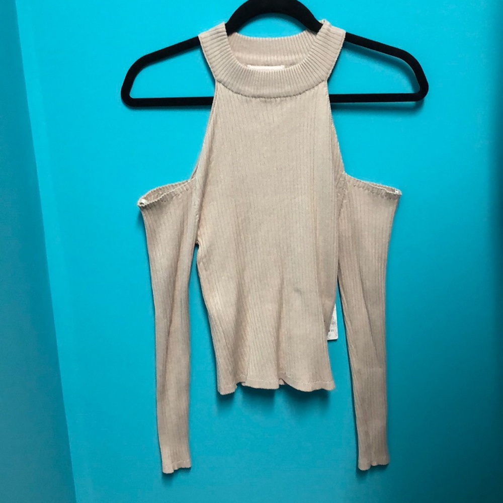 High neck taupe sweater